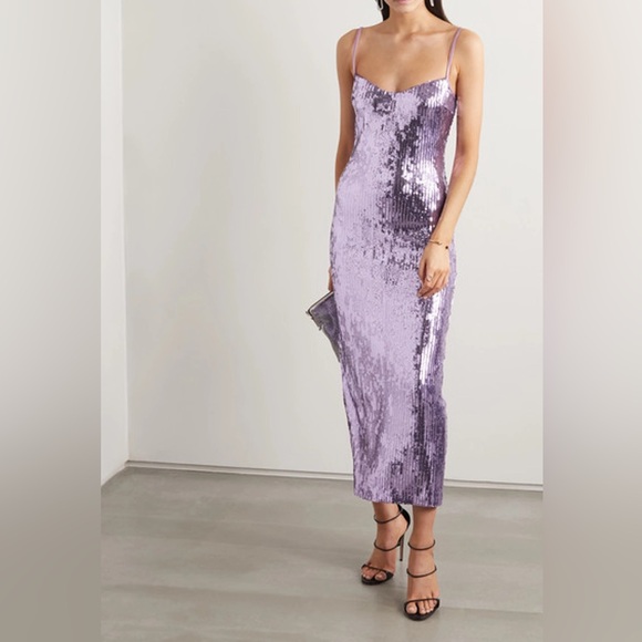 INCREDIBLE! NWT “Galvan London” Berlin Bustier Sequined Dress in Purple! Size 6 - Picture 3 of 16